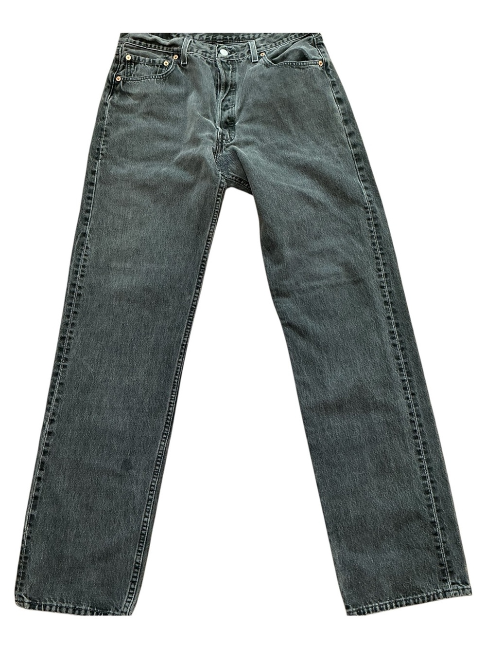 Vintage Levi’s 501 button fly 90s faded black straight leg jeans 34 x 34 USA